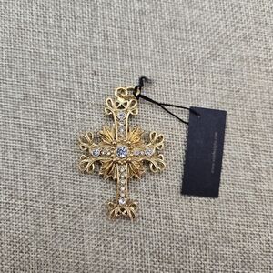 Elegant Gold Cross Pendant with Crystals